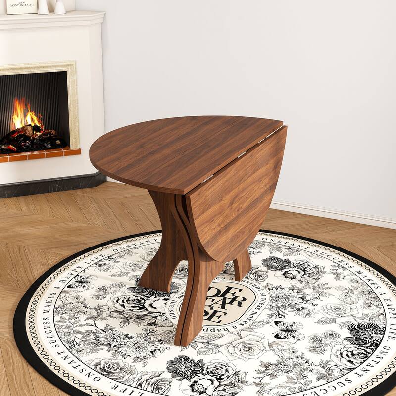 43 in Folding Dining Table for Small Spaces, MDF Table with Wild Oak Veneer, Space Saving Foldable Kitchen Table