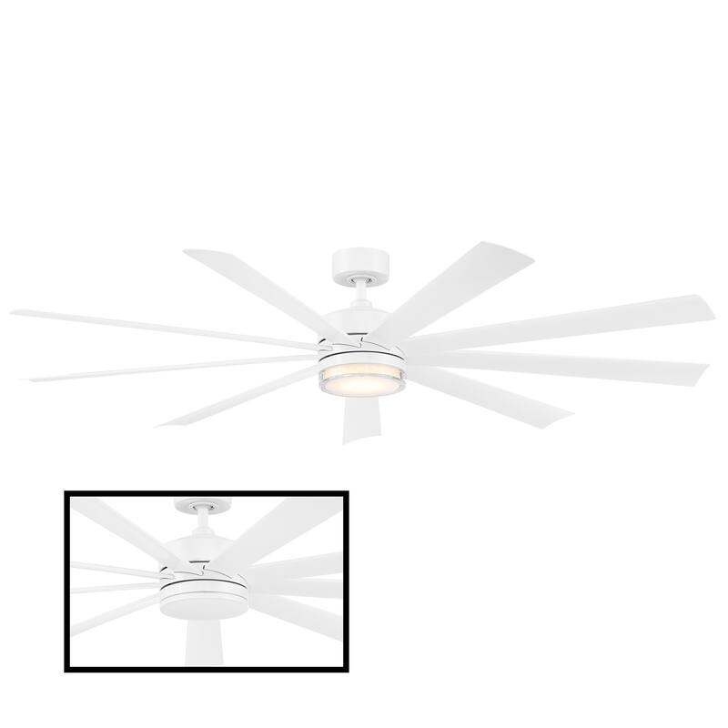 Wynd XL Indoor and Outdoor 9-Blade Smart Ceiling Fan 72in with 3000K LED Light Kit and Remote Control - 72 inches - Matte White
