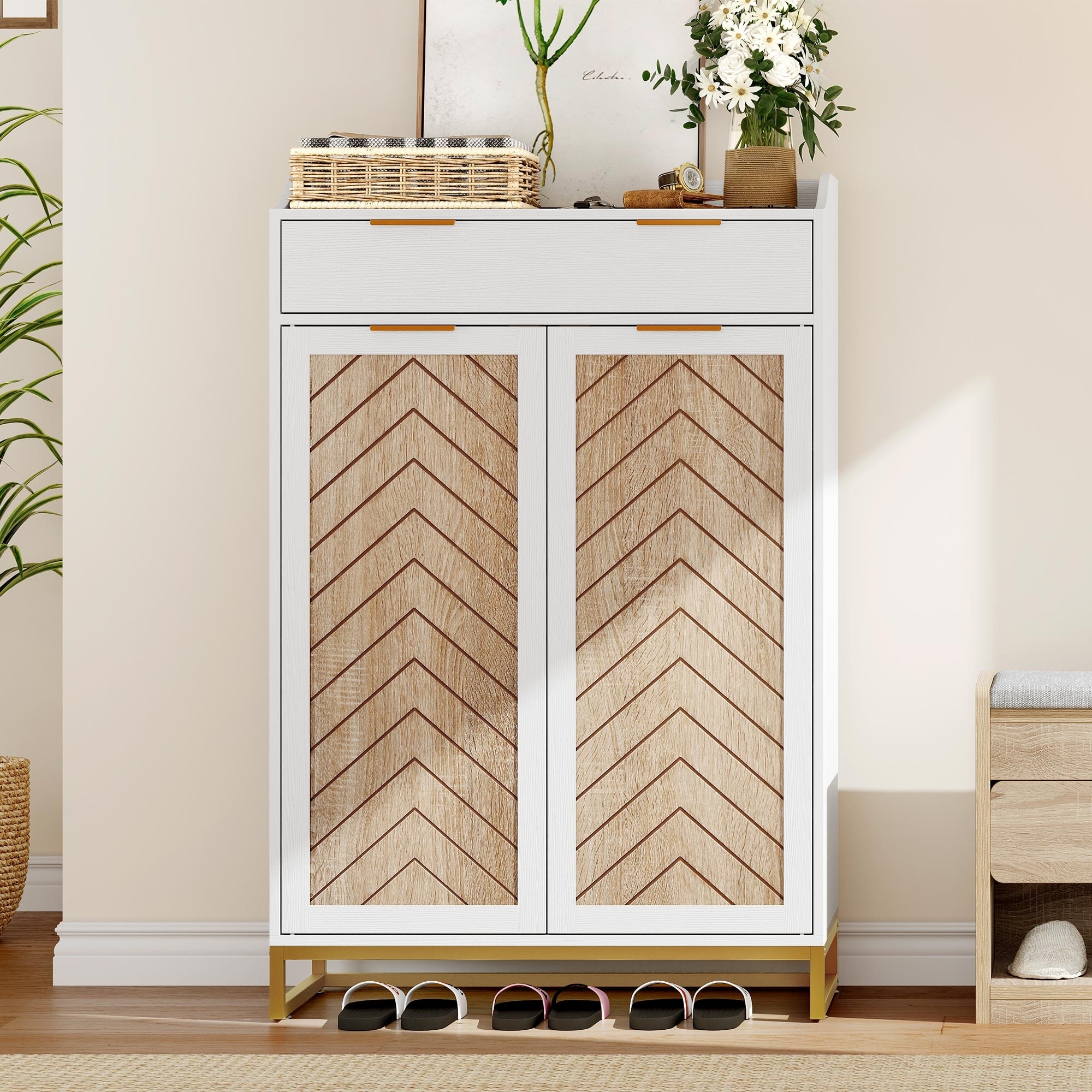 Moasis 18 Pair Shoe Storage Cabinet for Entryway Shoe Rack Organizer