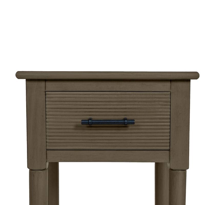 Azalea Park Ribbed Drawer Wood Accent Table with Shelf - 14 W x 13.40 D x 28 H