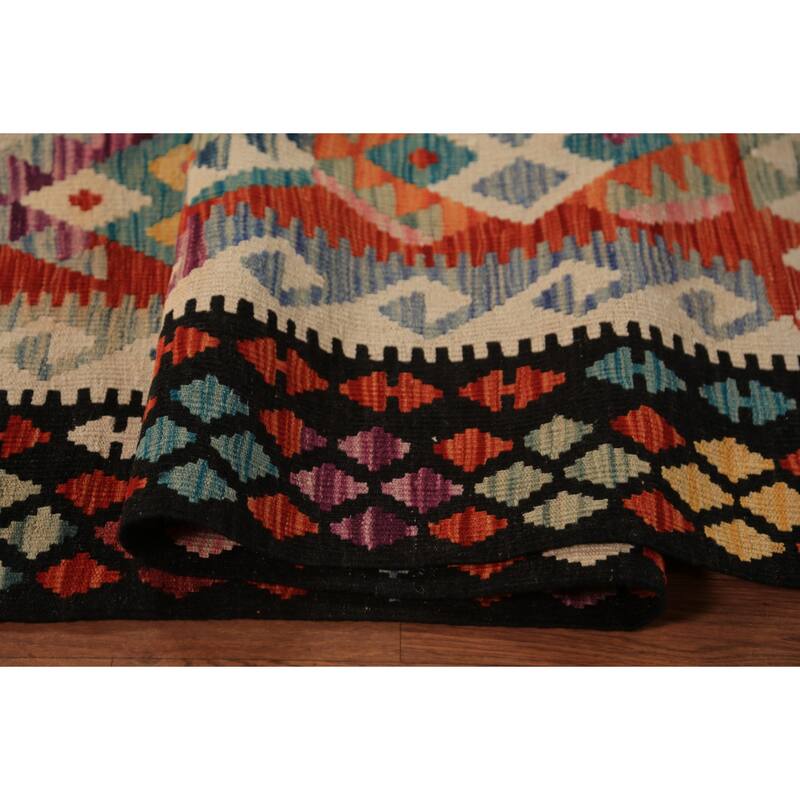 South Western Style Kilim Oriental Area Rug Hand-Woven Wool Carpet - 8'2"x 11'5"