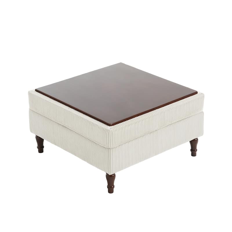 Corduroy Flip Top Dual-Use Storage Ottoman Coffee Table