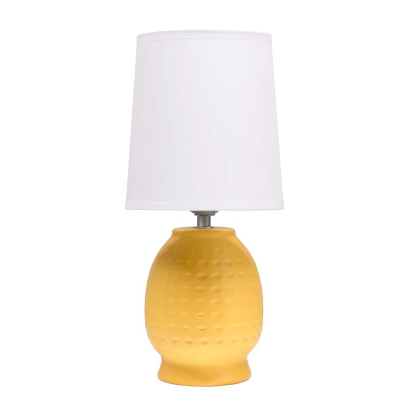 Ceramic Table Lamp with Fabric Shade for Small Spaces - 6 x 6 x 13 in. (L x W x H) - Yellow