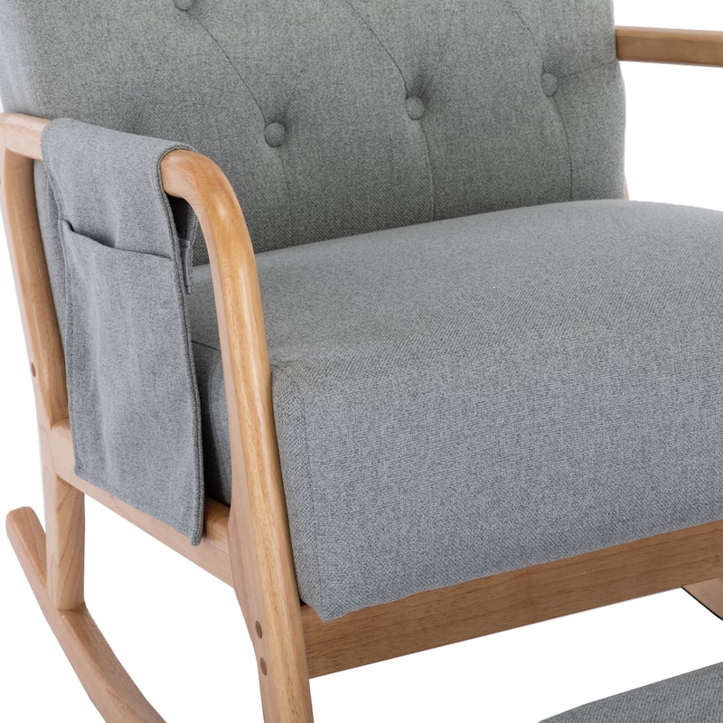 Light Grey 25.59" Tufted Rocking Chair with Ottoman