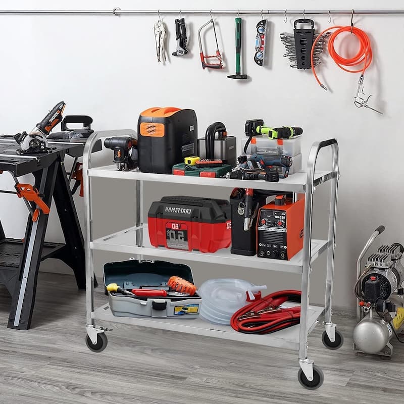 3 Tiers Kitchen Service Utility Cart with Handle for Indoor & Outdoor Use, 29.5*15.7*32.6 - N/A