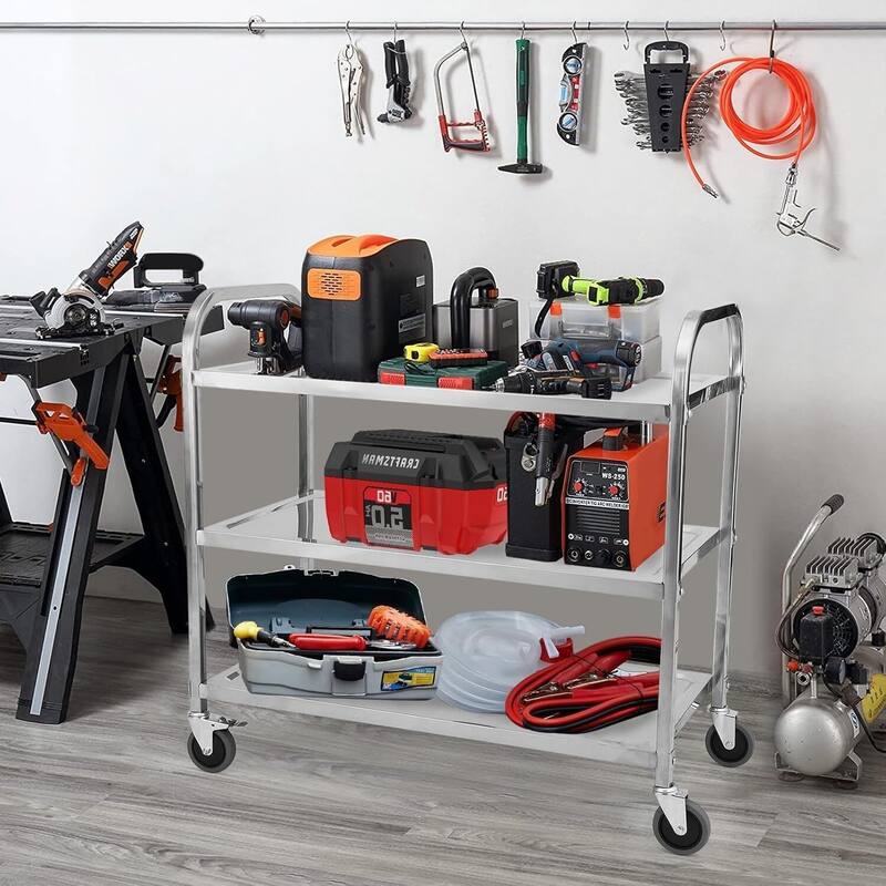 3 Tiers Kitchen Service Utility Cart with Handle for Indoor & Outdoor Use, 33.4*17.7*35.4 - N/A