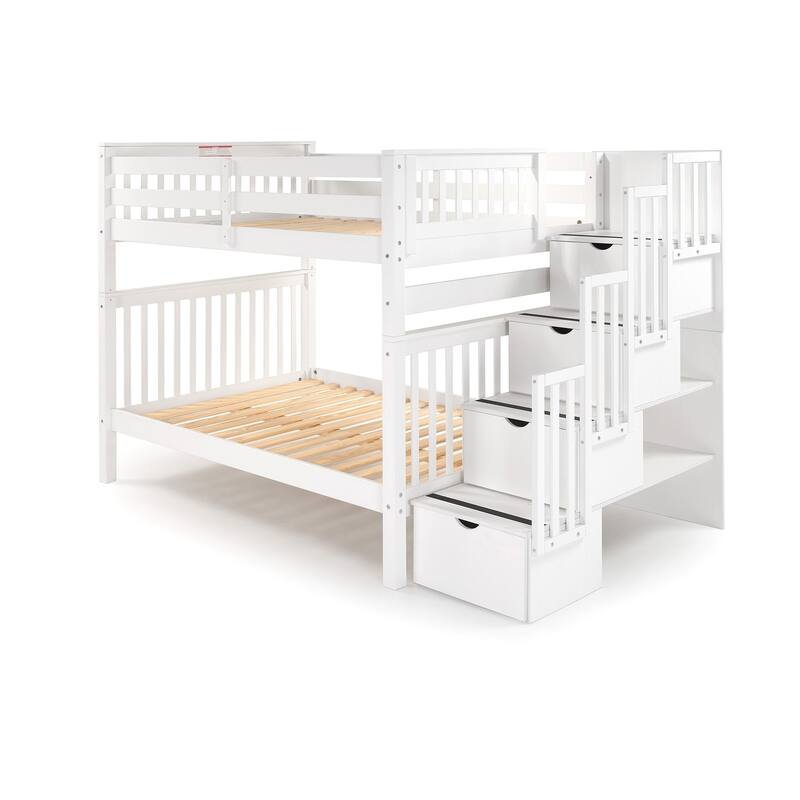 Taylor & Olive Trillium Full over Full Stairway Bunk Bed
