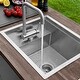 preview thumbnail 11 of 9, Concealed Dual-Mount 20" Stainless Steel Utility Sink, 1-Hole Prep, Dura-Tek Finish, Handmade with Stainless Faucet.