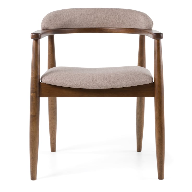 Cid Coha Dining Chair, Soft Tan Fabric, Brown Solid Wood Frame