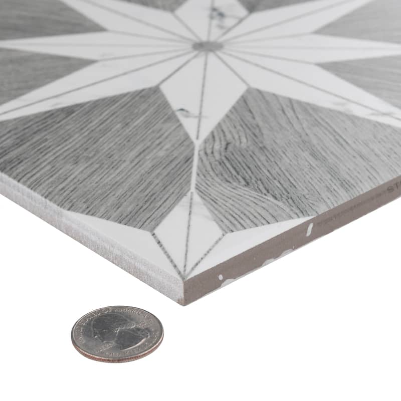 Merola Tile Llama Stella Loire Verso Silver Smoke 9-3/4" x 9-3/4" Porcelain Floor and Wall Tile