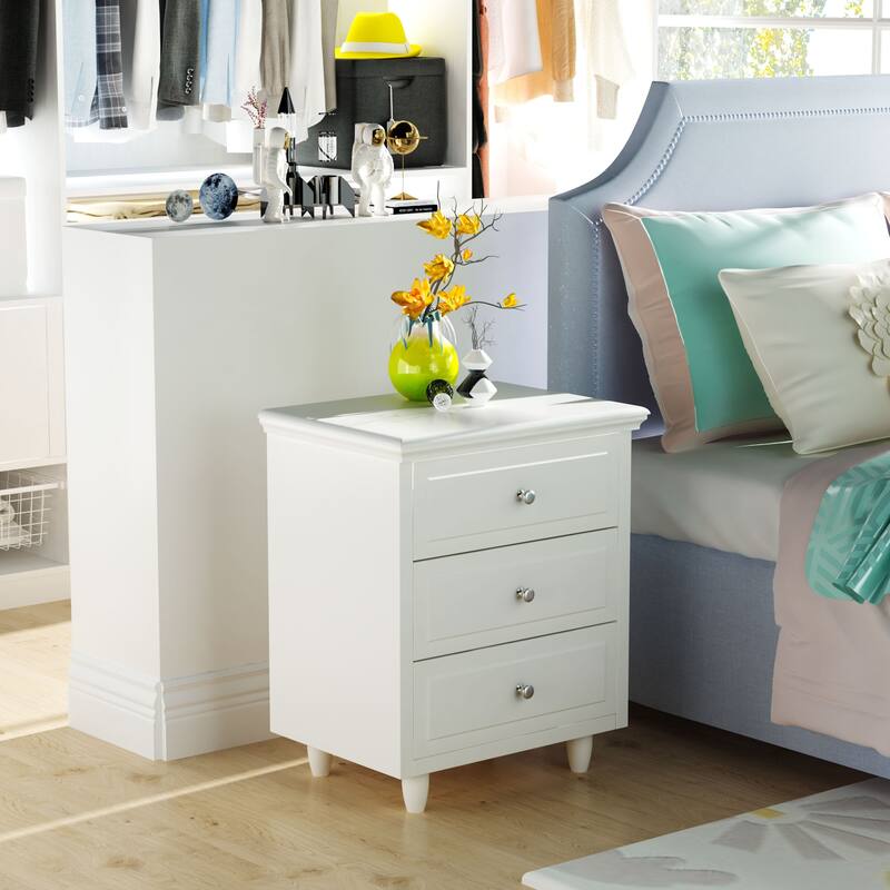 Modern 3 - Drawer Nightstand, End Table, Sofa Side Table, Bedside Table, Accent Table with Storage Ideal for Bedroom