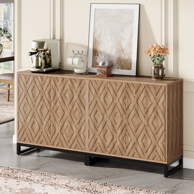 57.5 Inch Wooden Sideboard Buffet Cabinet - 13.77"D x 57.48"W x 31.69"H