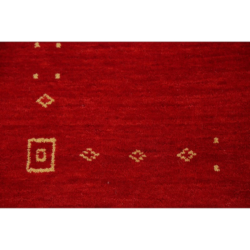 Tribal Red Gabbeh Indian Area Rug Hand-Knotted Wool Carpet - 5'10" x 7'9"