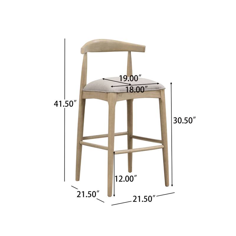 Roomfitters Bar Stool Set of 2, Upholstered Counter Height Stool, Modern Wood Frame Seating