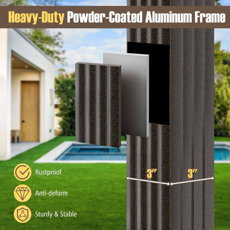 Costway 10 x 10 FT Hardtop Gazebo with Netting Heavy-Duty Double-Roof - Coffee