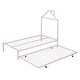 preview thumbnail 5 of 52, Twin Size Metal Platform Bed with trundle, House-Shaped Headboard Design for Kids, Boys and Girls