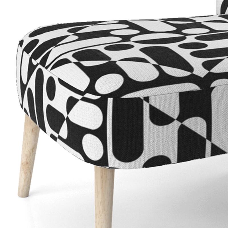 Designart "Black Lines Geometric" Upholstered Patterned Accent Chair and Arm Chair