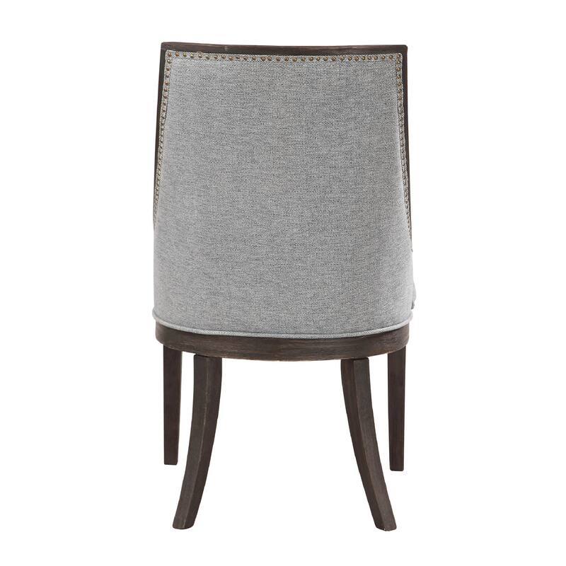 40" Janis Ebony Curved Back Accent Chair with Brass Nailhead Trim