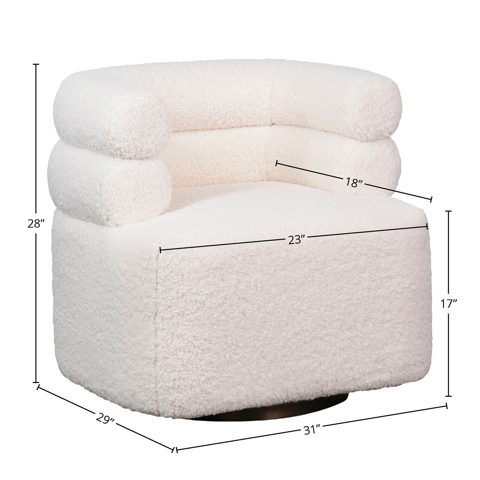 Declan Ivory Faux Sheepskin Swivel Club Chair