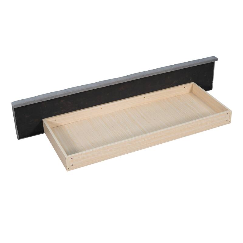 Velvet Queen Platform Bed with Wingback & Storage