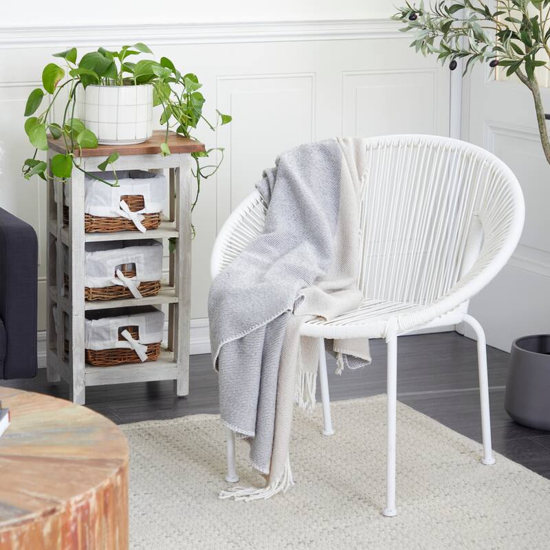 Plastic Rattan Outdoor Chair - Black or White- Roche River Decor