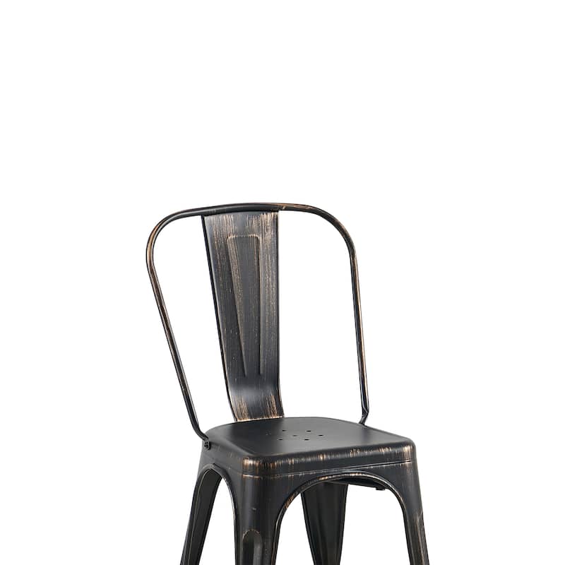 18" Modern Industrial Metal Stackable Sanded Black Dining Chair, 2PCS - 18" W X 18" D X 33" H