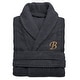 preview thumbnail 16 of 28, Authentic Hotel and Spa Charcoal Grey with Gold Monogrammed Herringbone Weave Turkish Cotton Unisex Bath Robe L/XL - B