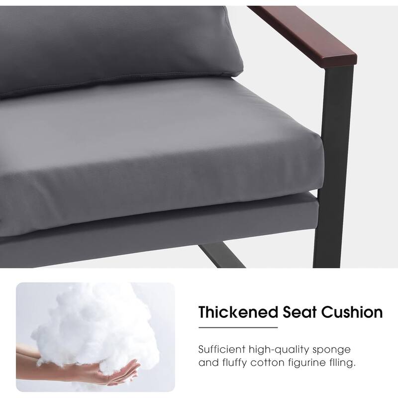 MCombo set of 2 Modern Accent Chair with Upholstered Cushion, Faux Leather HQ304