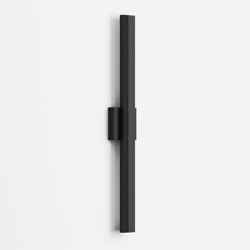 Aluminum LED Outdoor Wall Lights Matte Black with Linear Texture