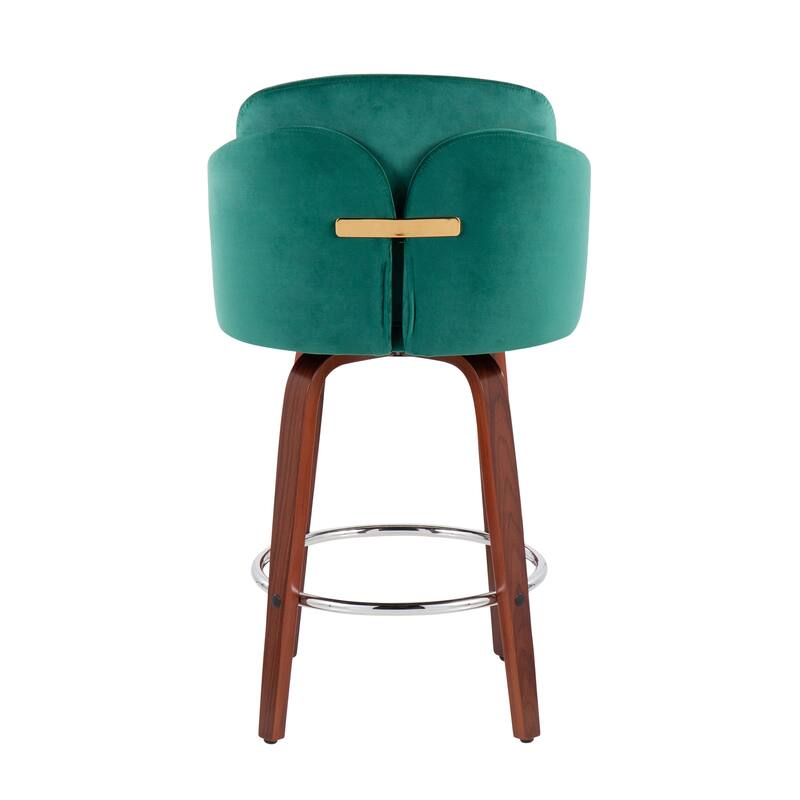 Dahlia Counter Stool with Walnut Wood (Set of 2)