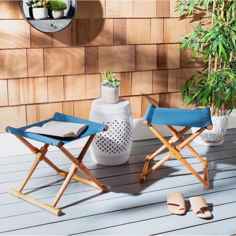 SAFAVIEH Outdoor Nazmiye Petite Stool (Set of 2)