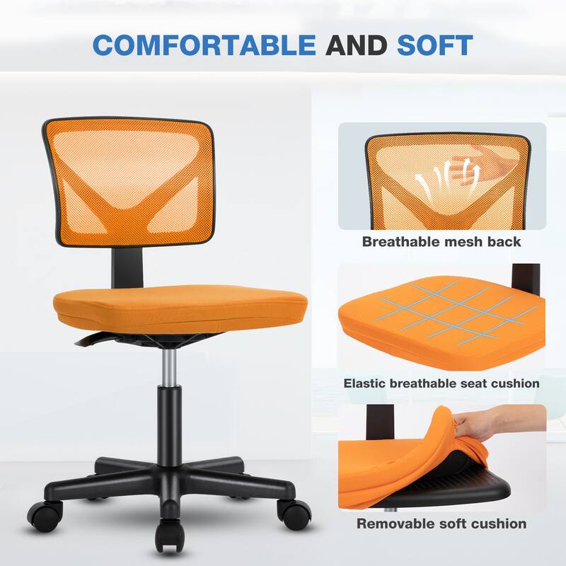 Compact Low Back Swivel Task Chair with Adjustable Height & Wheels