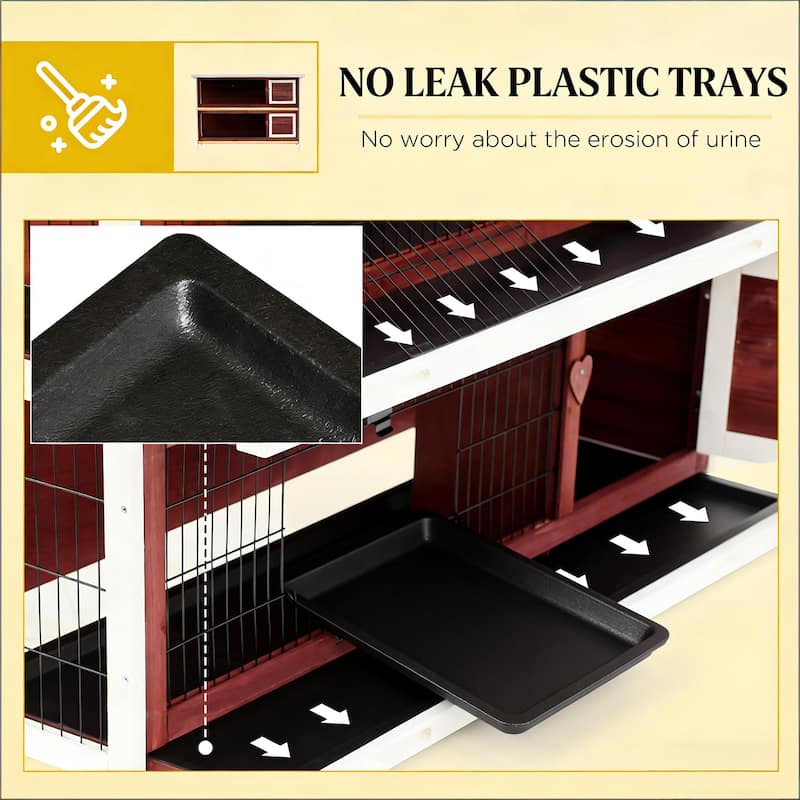 Small Animal Hutch Cage,Pet House,Elevated Rabbit Hutch is designed for convenient cleaning - Brown,White