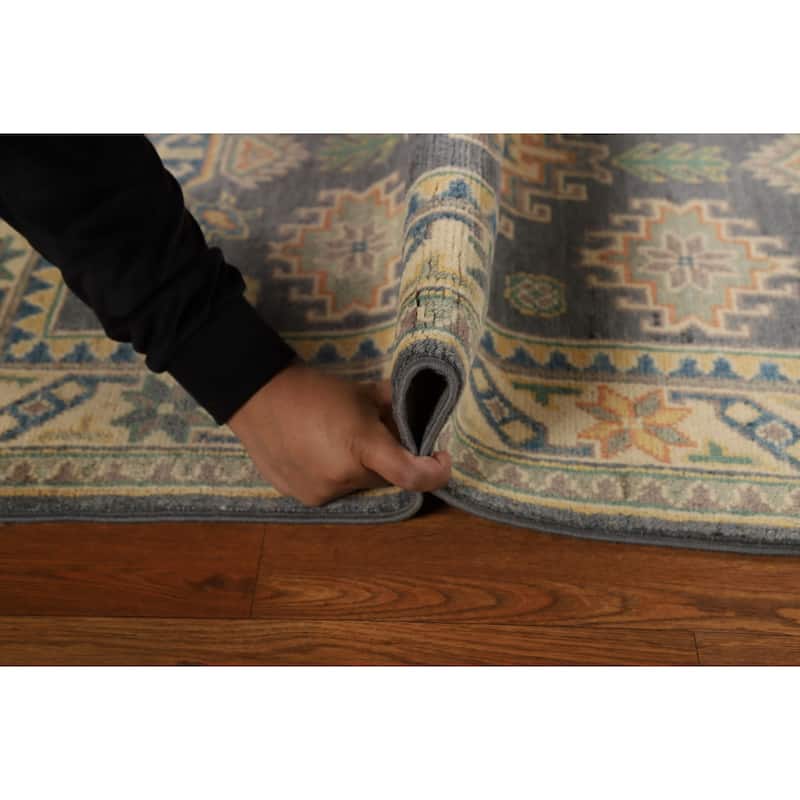 Gray Kazak Oriental Foyer Rug Handmade Wool Carpet - 2'8"x 4'3"