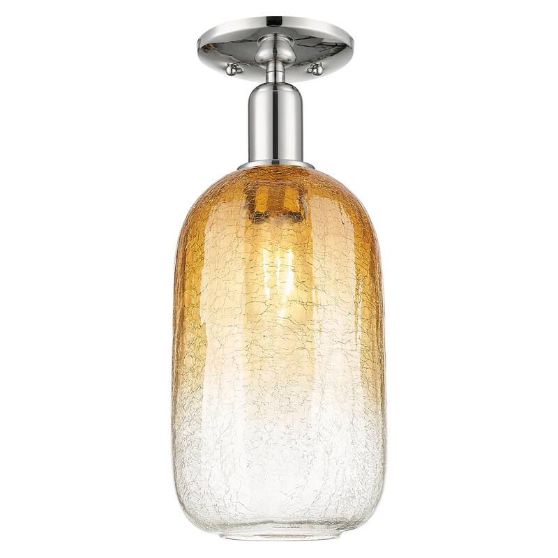 Innovations Lighting Downtown Urban - Brookhaven Cloche - 1 Light 7" Semi-Flush Mount Light - Polished Nickel/Amber Shade