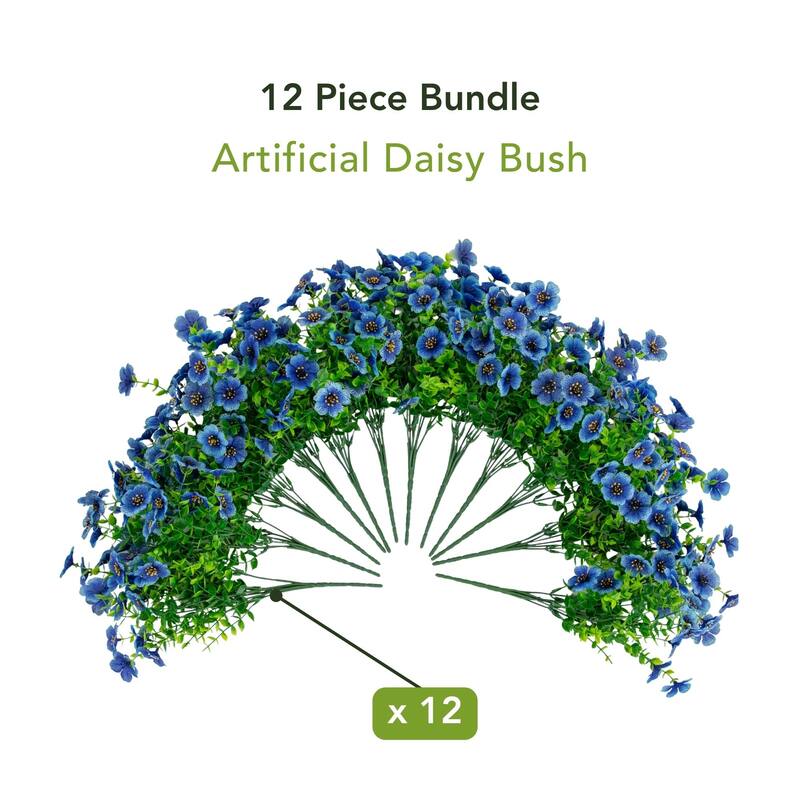 13-in UV Resistant Artificial Daisy Bush (Indoor/Outdoor) - Set of 12