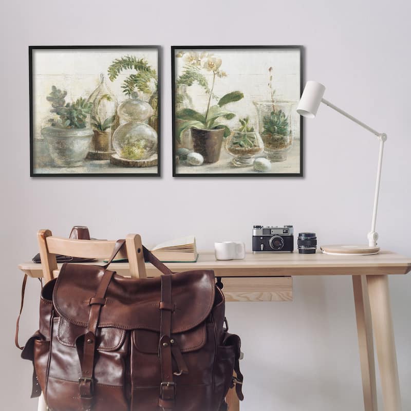Stupell Succulent House Plants Country Charm Green Brown,2pc Multi Piece Framed Wall Art Set