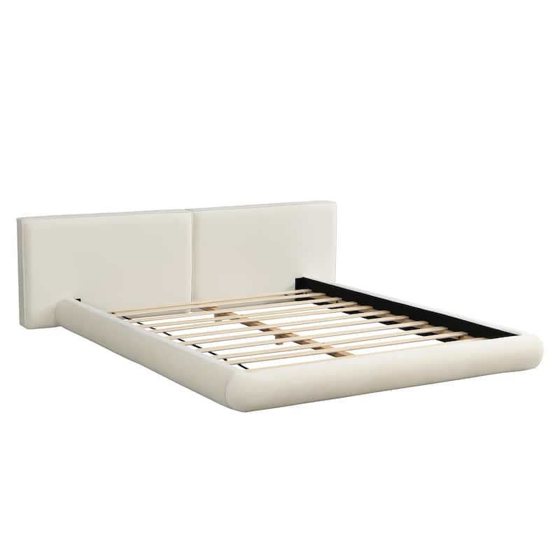 Christopher Knight Home - Lunara Modern Upholstered Floor-Hugging Platform Bed with Rounded Edges