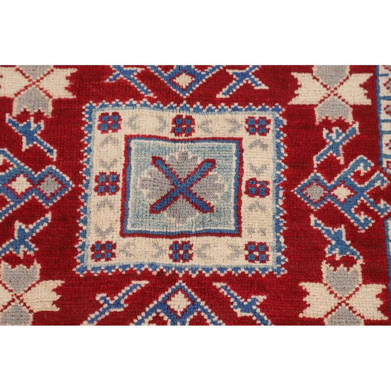 Traditional Grey Kazak Oriental Area Rug Hand-Knotted Wool Carpet - 5'1" x 6'9"