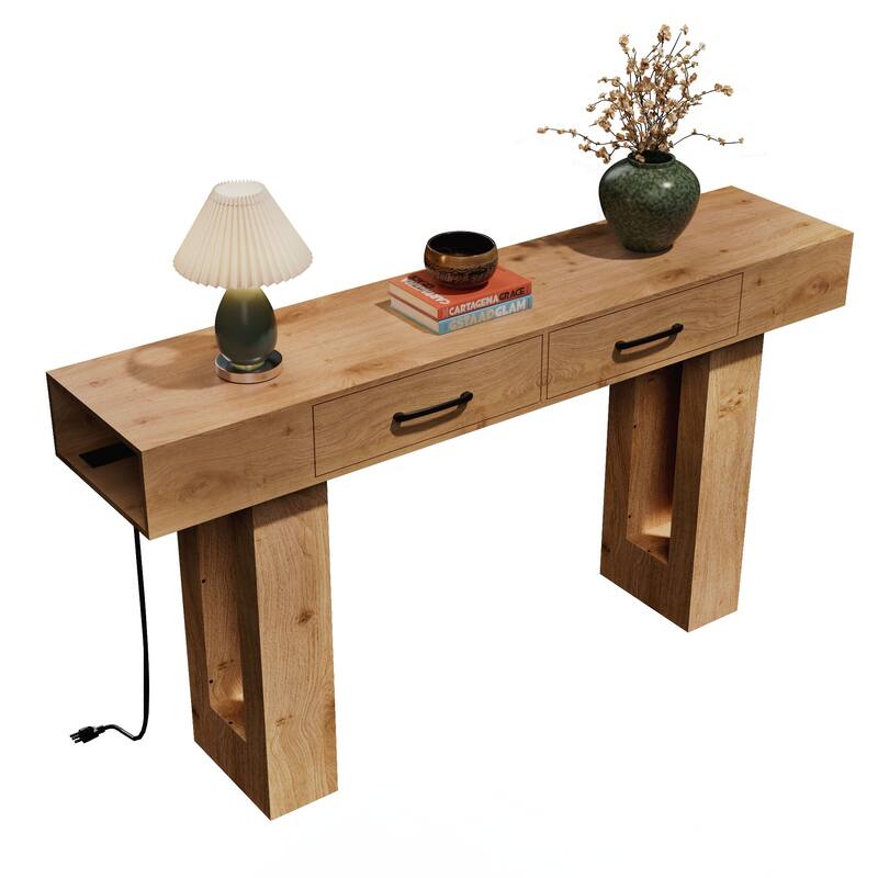 63-Inch Long Console Table, Wooden Rectangular Sofa Table Behind The Couch, Farmhouse Entryway Table for Entrance