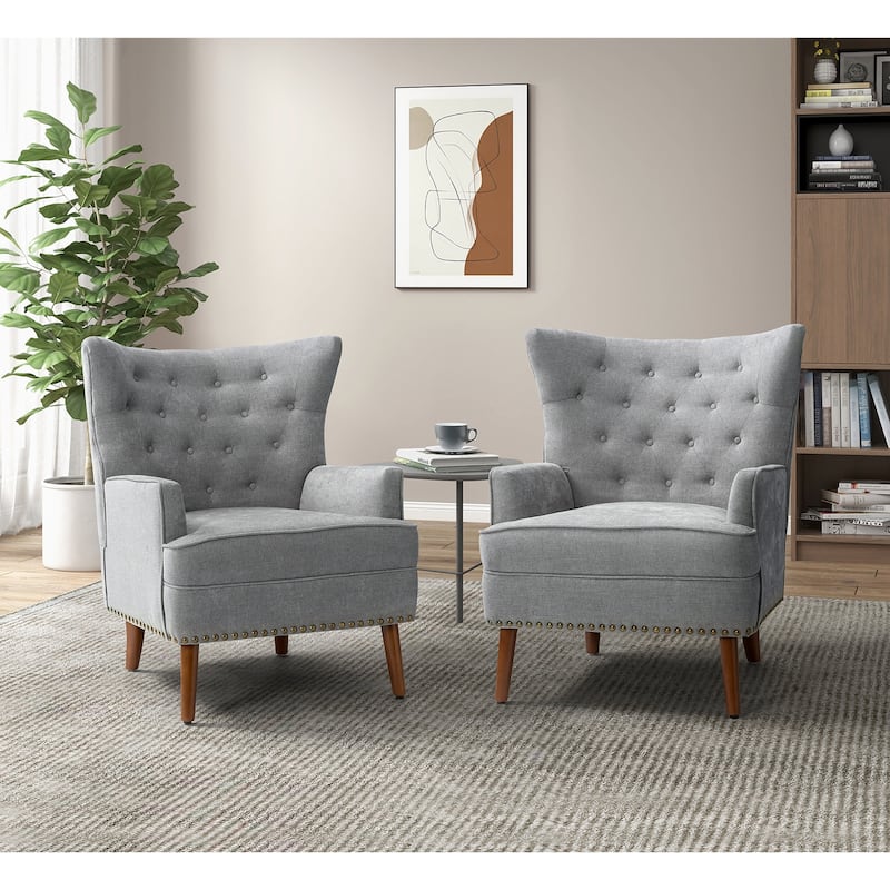 Alpheus Accent Armchair with Tufted Back Set of 2 by HULALA HOME