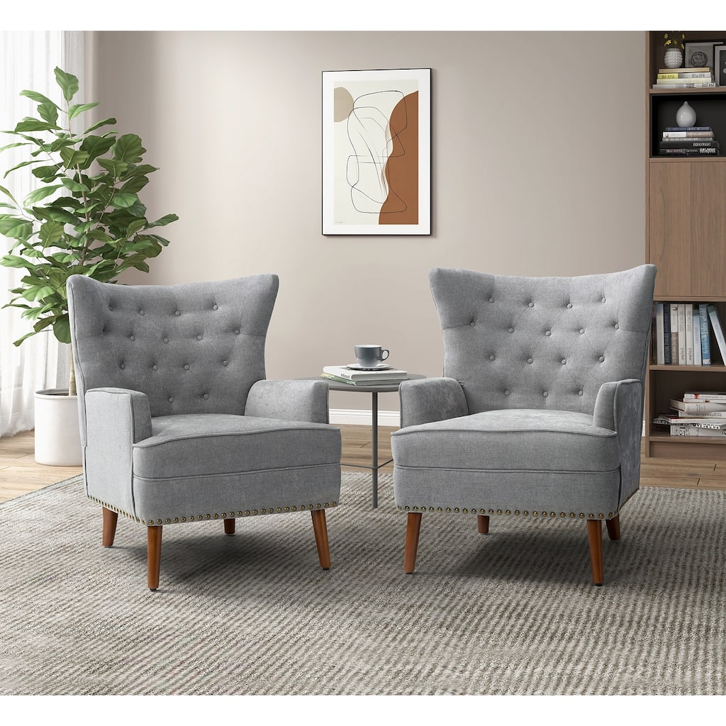 Alpheus Accent Armchair with Tufted Back Set of 2 by HULALA HOME