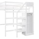 preview thumbnail 12 of 11, White Full Loft Bed with Built-in Wardrobe, Staircase and Clothes Rack