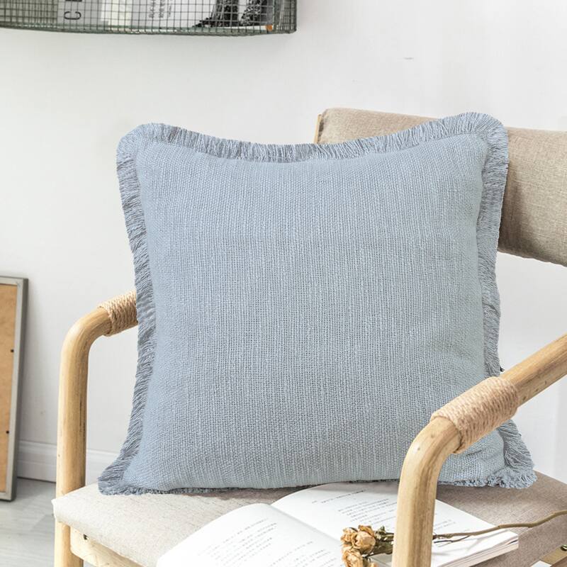 Sevita Solid Cotton Fringe Throw Pillow
