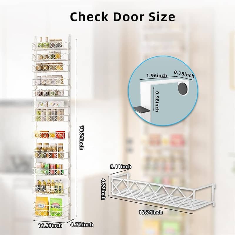 Over the Door Pantry Organizer Over the Door - 16.53"D x 4.72"W x 78.74"H