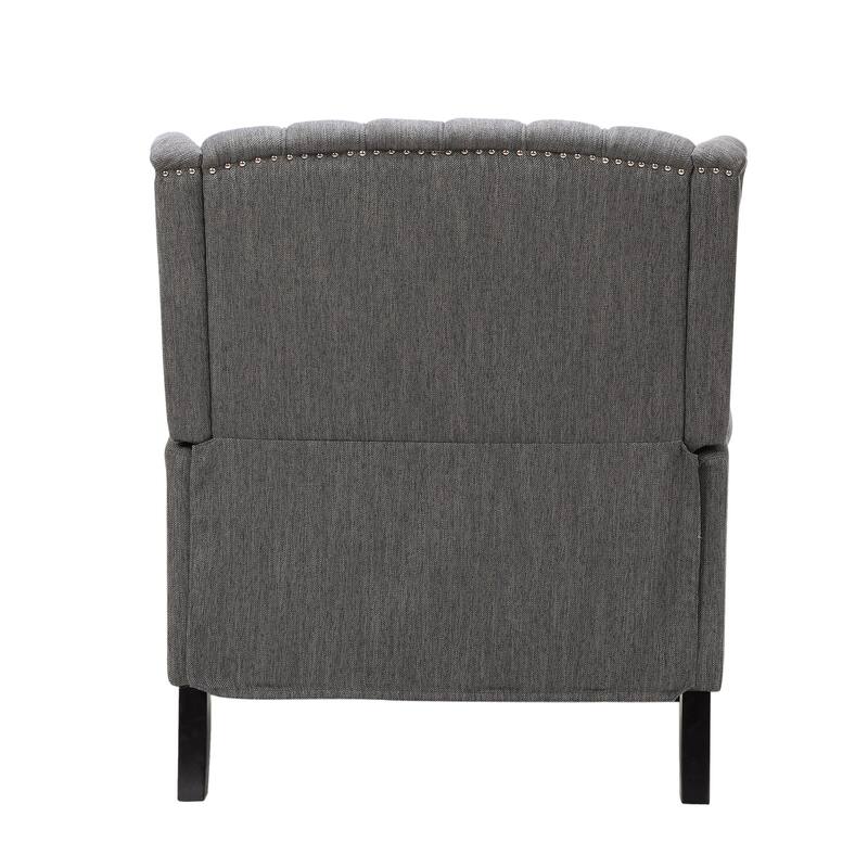 Oversized Wingback Push-Back Recliner with Footrest, Tufted Back, Nailheads