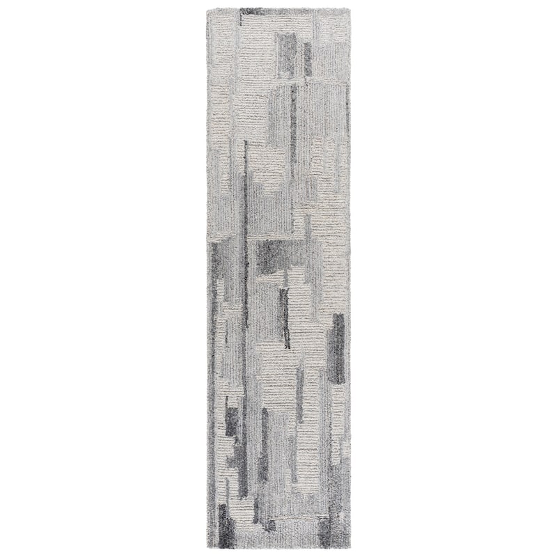 SAFAVIEH Handmade Harvest Chinami Wool Rug - 2'3" x 9' Runner - Grey/Ivory