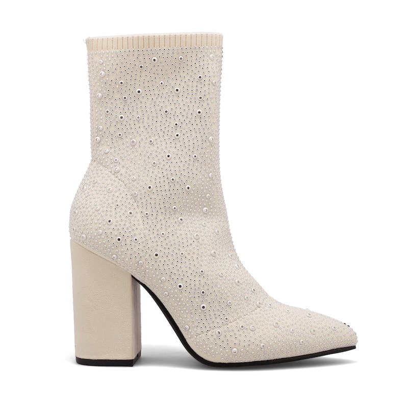 MIA Magdalena Rhinestone Stretch-Knit Sock Bootie