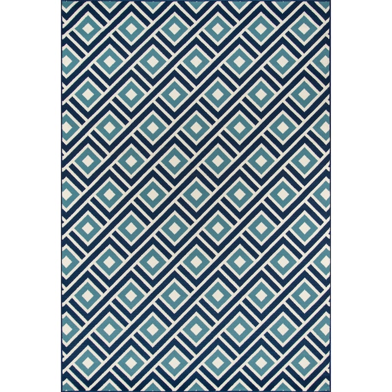 Momeni Baja Blocks Indoor Outdoor Rug - 1'8" x 3'7" - Blue