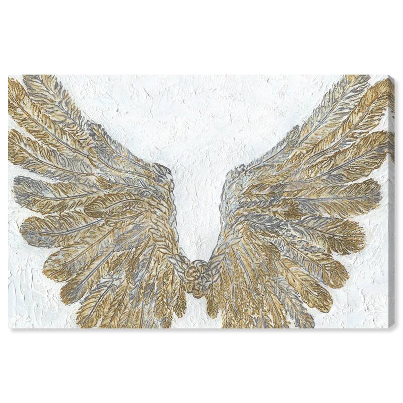 Wynwood Studio Canvas Fashion and Glam Wings Art Gray and Off-white Modern & Contemporary Wall Art Canvas Print
